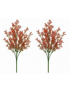 Set of 2 Red Berry Wax Flower Sprays 13 Inch Faux Filler Flowers Artificial Berr